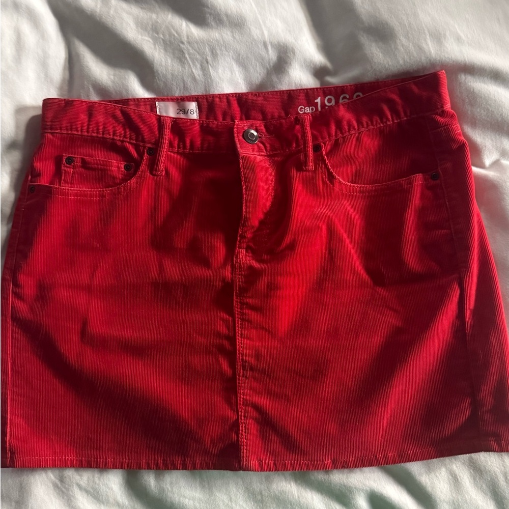 Gap 1969 Red Corduroy Mini Skirt